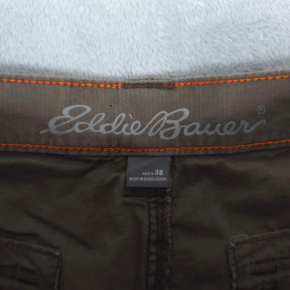 Eddie Bauer Cargo Shorts Mens 38x12 Brown Ripstop Cotton Outdoor Utility Fishing